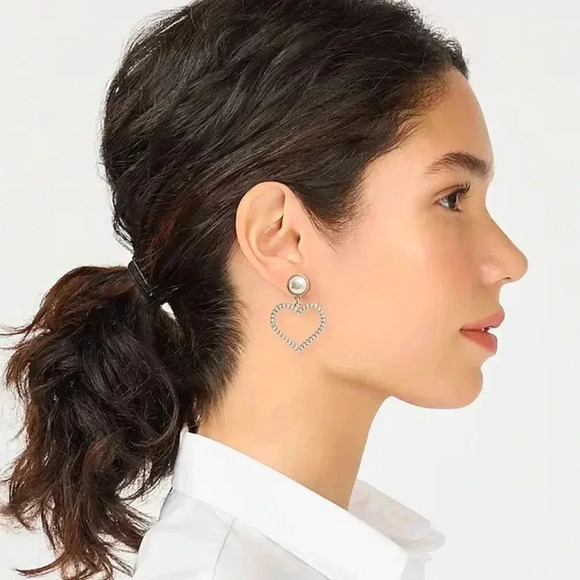 🆕J. Crew Heart Statement Earrings - Picture 1 of 12